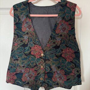 Vintage Floral Tapestry Vest Approx Size M/L